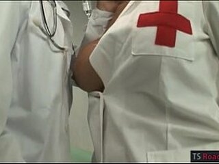 nurse tranny with big boobs gets her anal fucked