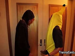 two guys nailes tranny for halloween