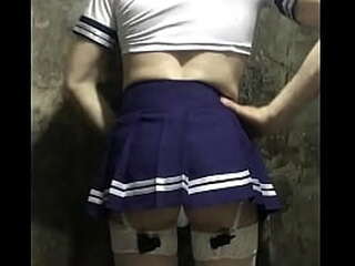 awesome anal fuck with sexy transsexual wearing fishnet stockings