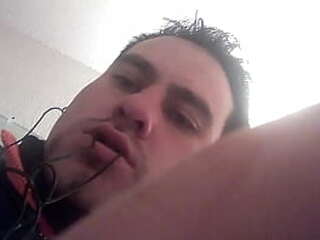 hot shemale jerks off wildly, cumming fiercely