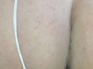 busty latina ts in lingerie jerking her cock