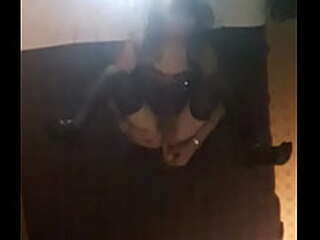 hottie blonde shemale patty strokes her cock at her window