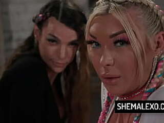 blonde ts slut aubrey kate in threesome sex