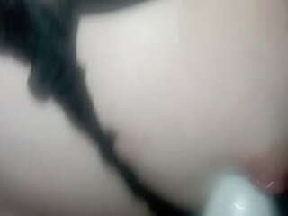 naughty ladyboy strokes dick while fingering her tight ass