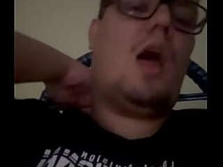 v12-lingerie shemale rides a 9 dildo and cums - black skirt, bra and stockings