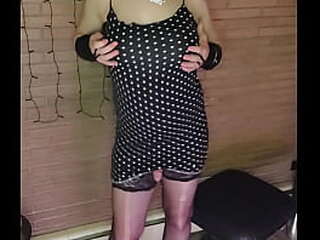 american shemale teases cock in pantyhose