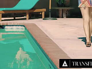 redhead shemale gets fucked in the ass after sucking dick on the sofa