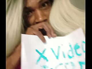 long hair ebony shemale dancing and stroking her big dick