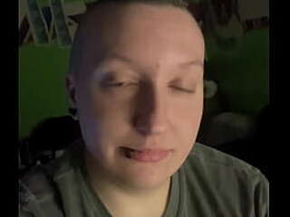 bald guy deep throats tranny babe and gets cummed in his mouth