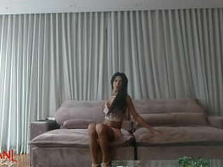 amazing shemale blonde fucks herself in the ass and cum on you face