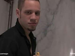 shemale fuck cleaning man in toilet