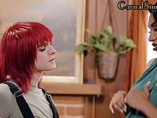 curvy lingerie trans fucking redhead gf after bj in threeway