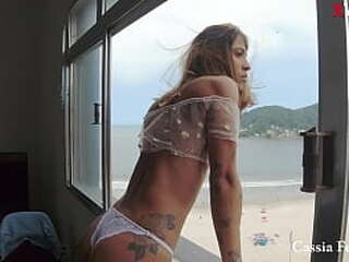 big tits blonde ts elisangela jacking off well