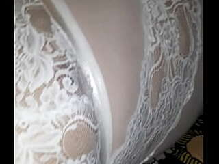 curly haired shemale on black latex dominating her slave