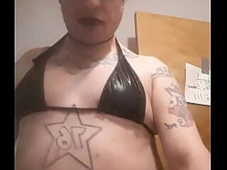 tgirl tayla dieckmann strips and jerks off at the bar