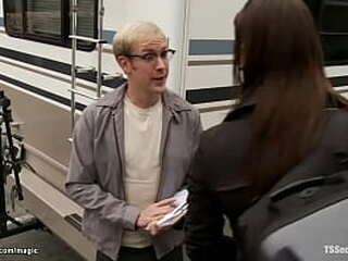 shemale dominating man in the camper