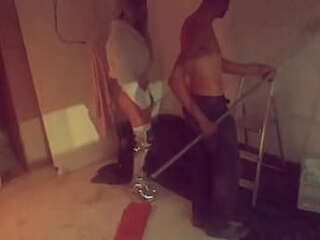 sexy big tit shemale babe gives head and gets her butt