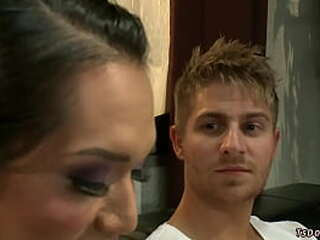 shemale anal fucks neighbor on the sofa