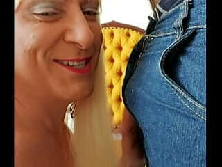 tattooed ladyboy in tight dress gets fucked in reverse