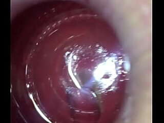 busty ladyboy in blue dress strips and jerks off