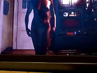 beautiful big ass ts karoline gaucha in stockings gets to masturbate