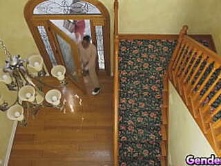 beautiful brunette shemale solo jacking off