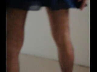 busty blonde shemale strokes her cock and gets anal banged hard