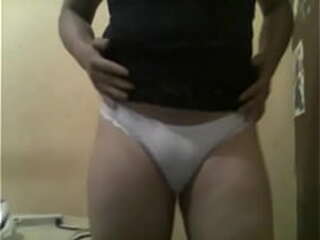 crossdresser stretching his hole after masturbation