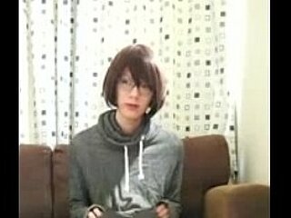 gorgeous asian ladyboy cums hard with vibrator