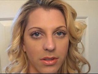 busty blonde shemale jerks off and pour loads on her palm