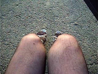 hot man in black stockings in public