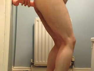 ebony shemale playing with her big stiff pecker